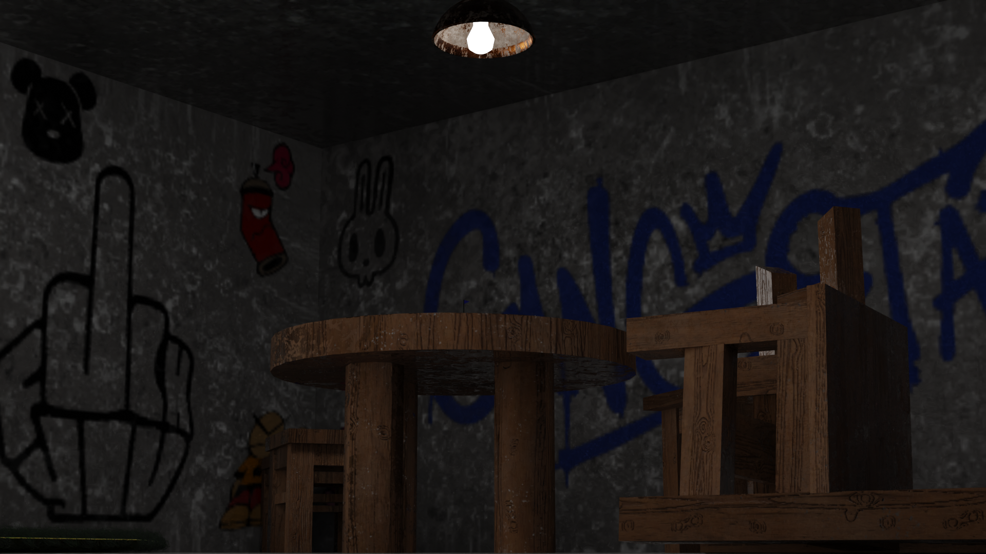 Escenario interior con tono de terror